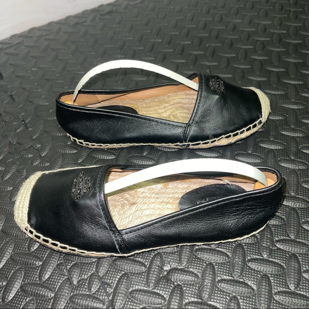 Coach Leather Espadrilles Flats Black Leather Size 6 - Picture 4 of 9